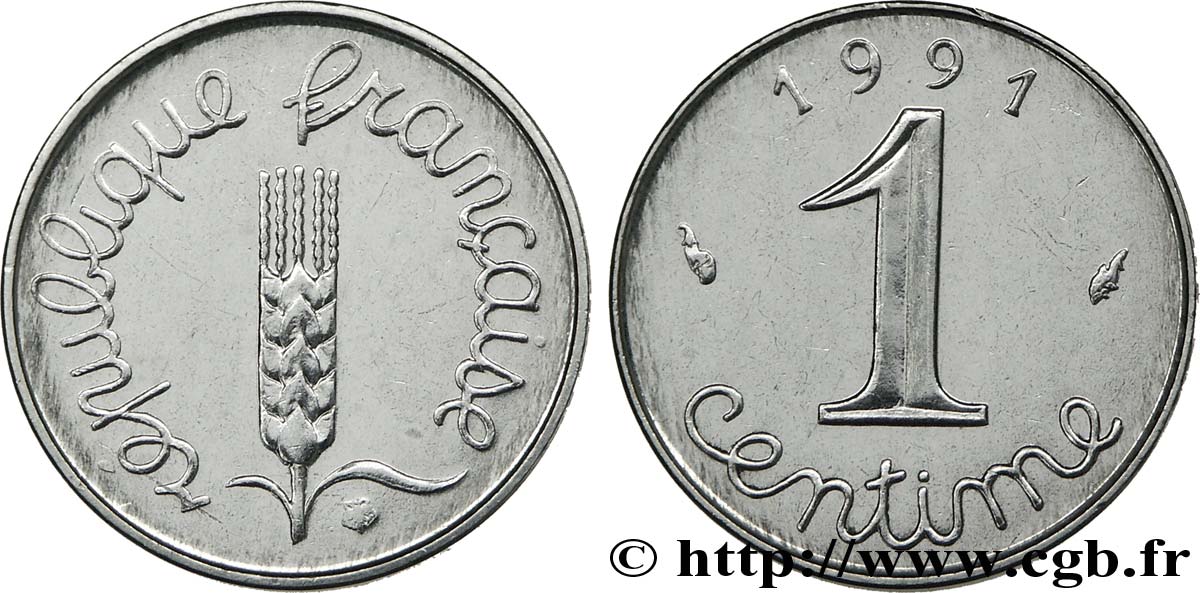 1 centime Épi, frappe monnaie 1991 Pessac F.106/48 AU 