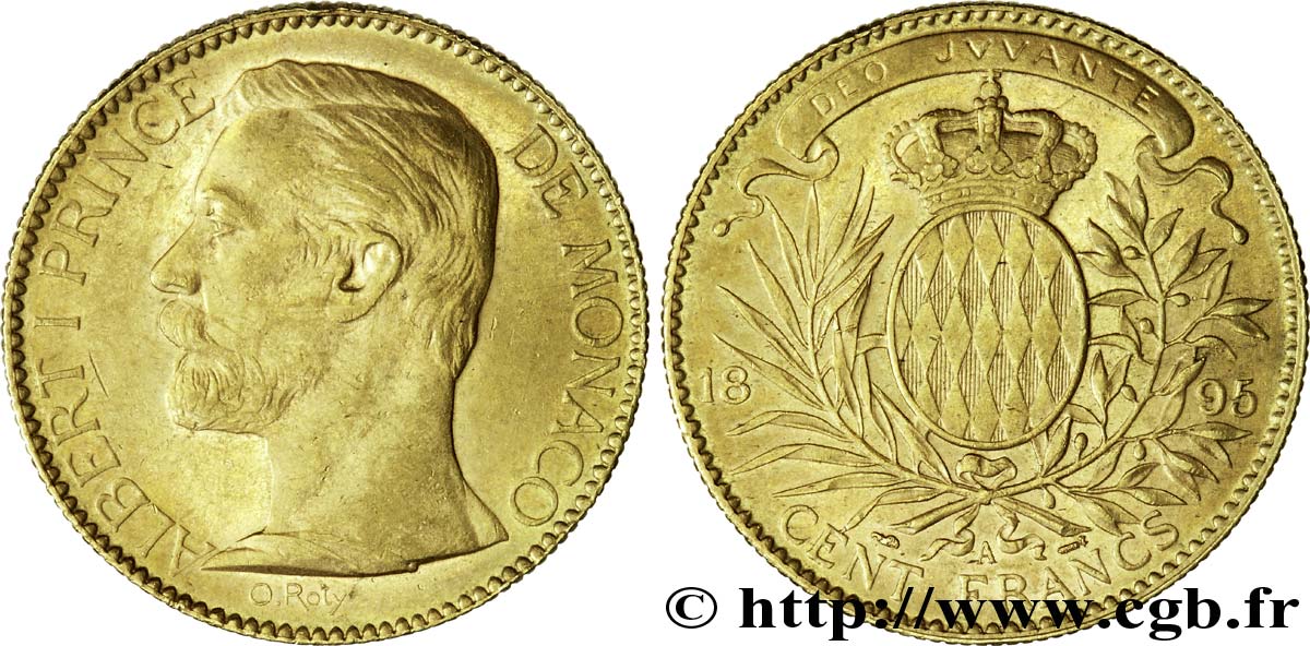 MONACO - PRINCIPAUTÉ DE MONACO - ALBERT Ier 100 francs or 1895 Paris AU 