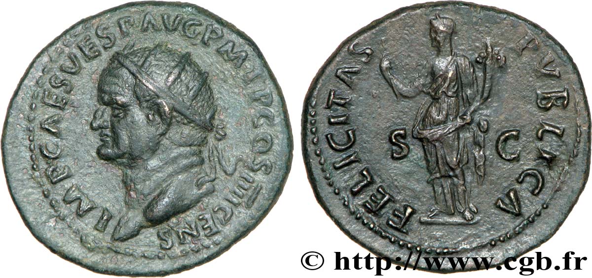 VESPASIANO Dupondius, (MB, Æ 27) MS/AU