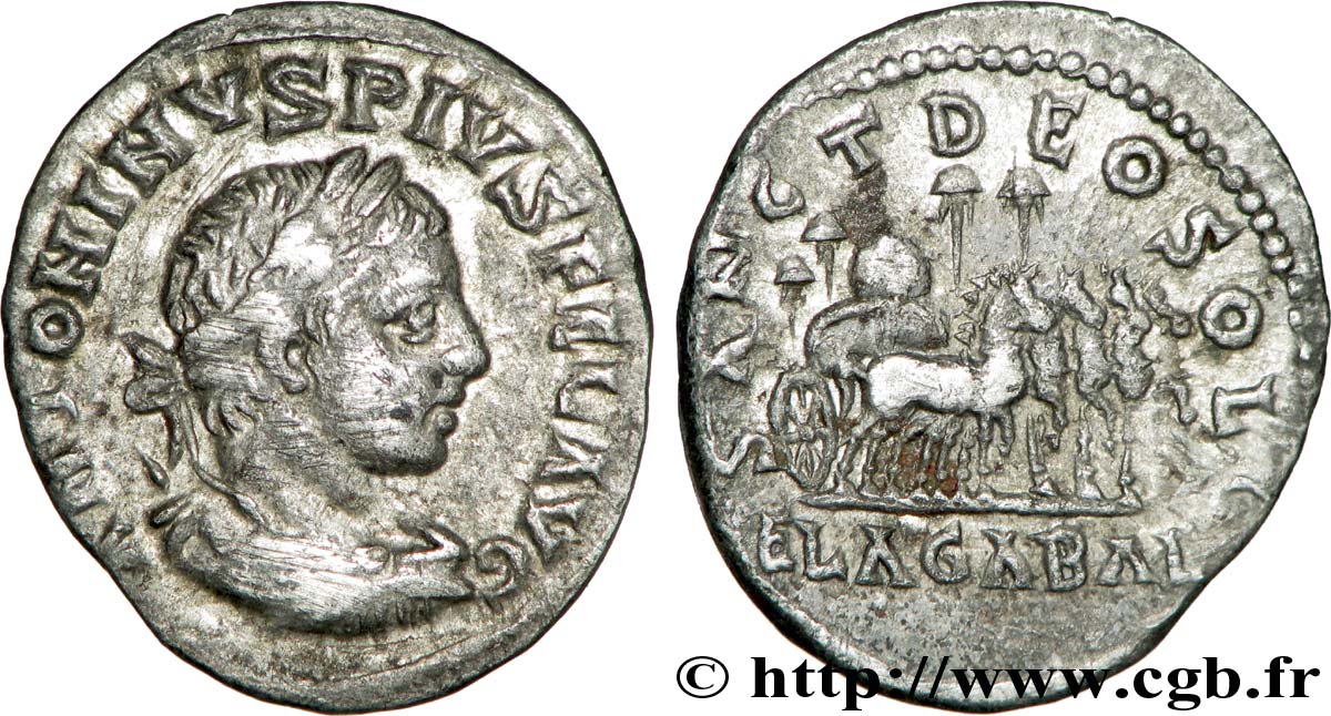 ELAGABALUS Denier AU/XF