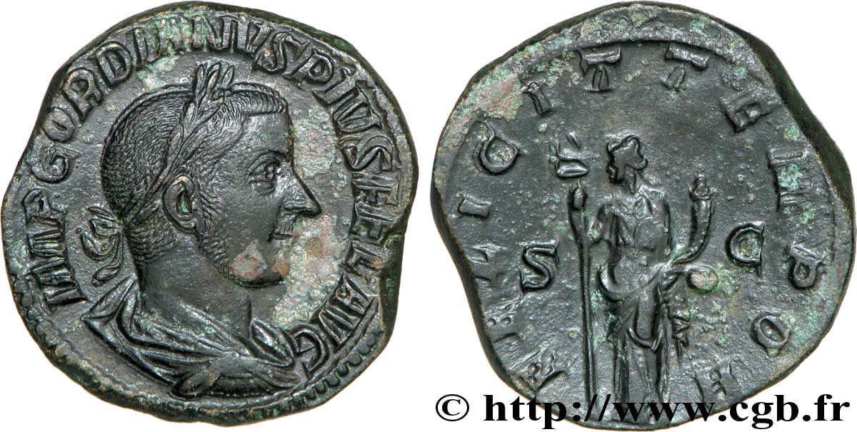 GORDIANUS III Sesterce, (GB, Æ 31) VZ/fVZ