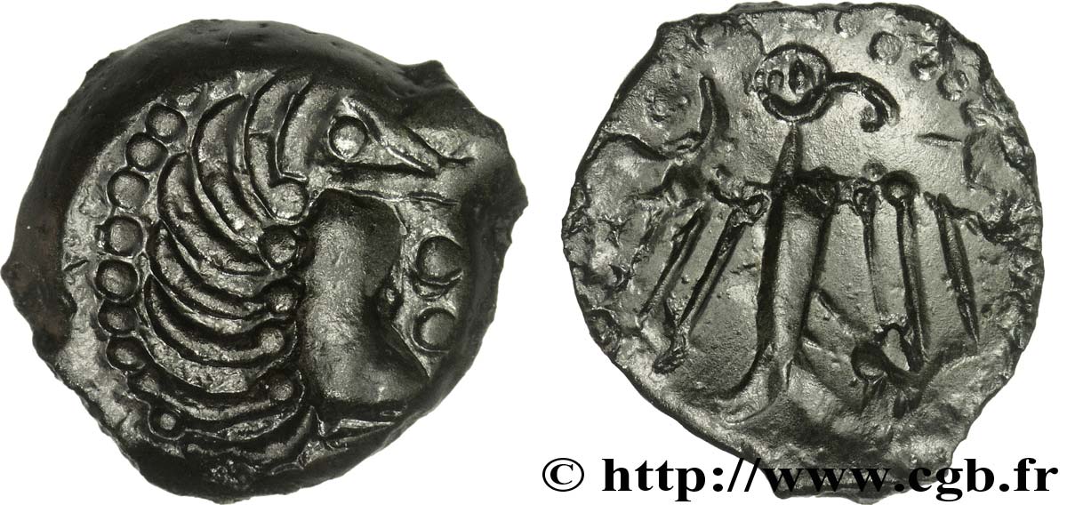 GALLIA - CARNUTES (Regione della Beauce) Bronze à l’aigle et à la rouelle, tête à droite AU