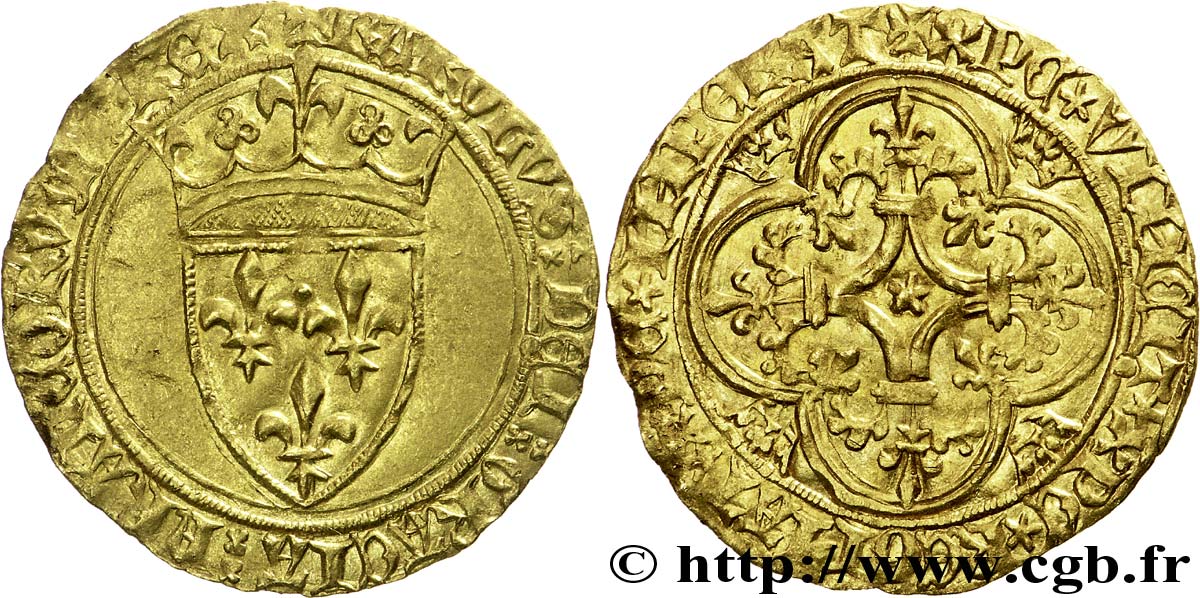 CHARLES VI  THE MAD  OR  THE WELL-BELOVED  Écu d or à la couronne n.d. La Rochelle q.SPL