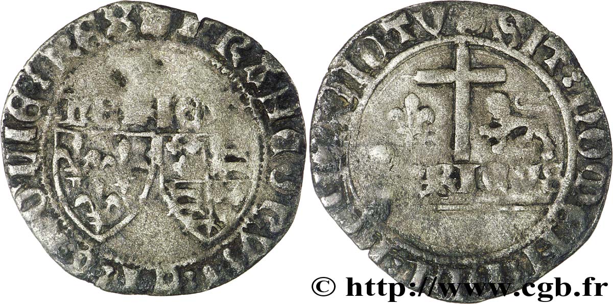 HENRY VI OF LANCASTER Blanc aux écus 23/11/1422 Troyes VF