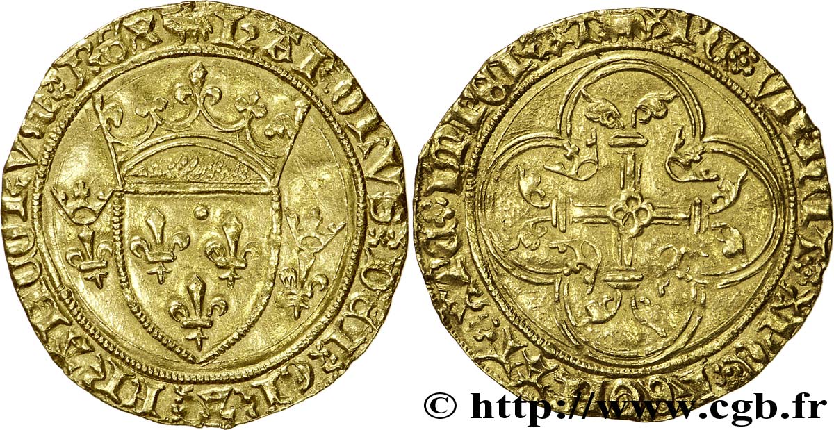 CHARLES VII LE VICTORIEUX Écu d or à la couronne ou écu neuf 28/01/1436 Amiens TTB+/TTB