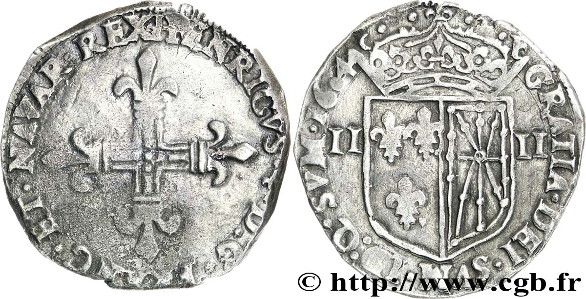 HENRY IV Quart d écu de Navarre 1604 Saint-Palais fSS/SS