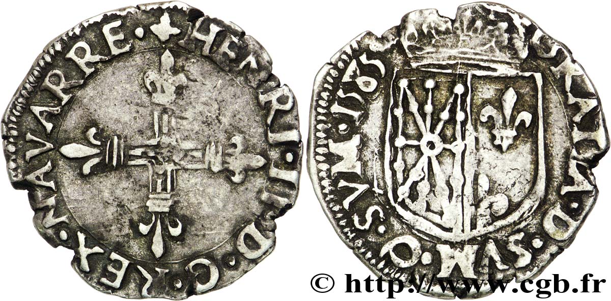NAVARRE-BEARN - HENRY III Huitième d écu de Navarre XF