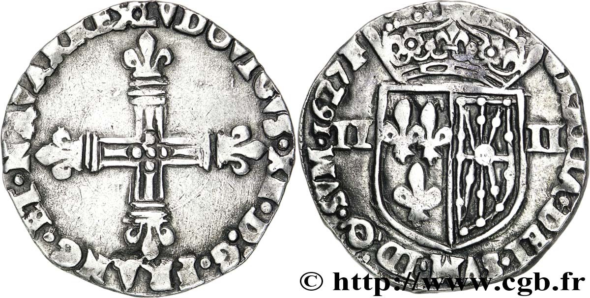 LOUIS XIII LE JUSTE Quart d&nbsp;écu de Béarn, faux d’époque 1627  TTB
