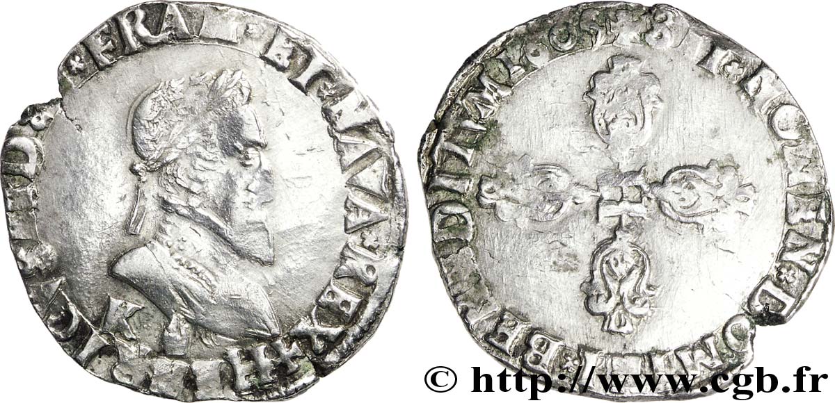 HENRI IV LE GRAND Demi-franc, 2e type de Bordeaux 1605 Bordeaux TB+