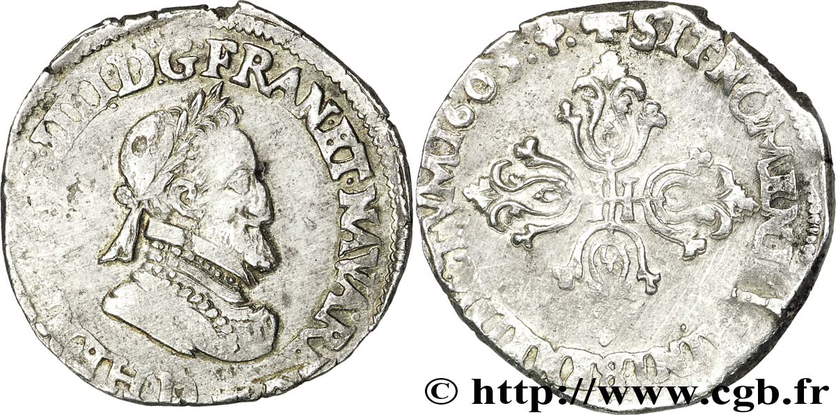 HENRI IV LE GRAND Demi-franc, type de Lyon 1603 Lyon TTB+/TTB