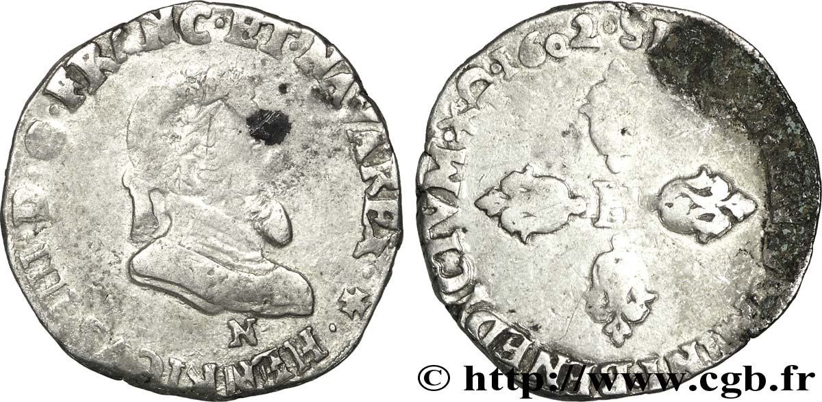 HENRY IV Demi-franc, type de Montpellier 1602 Montpellier XF