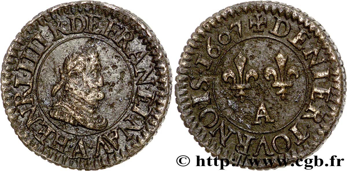 HENRY IV Piéfort du denier tournois de poids quadruple 1607 Paris fSS