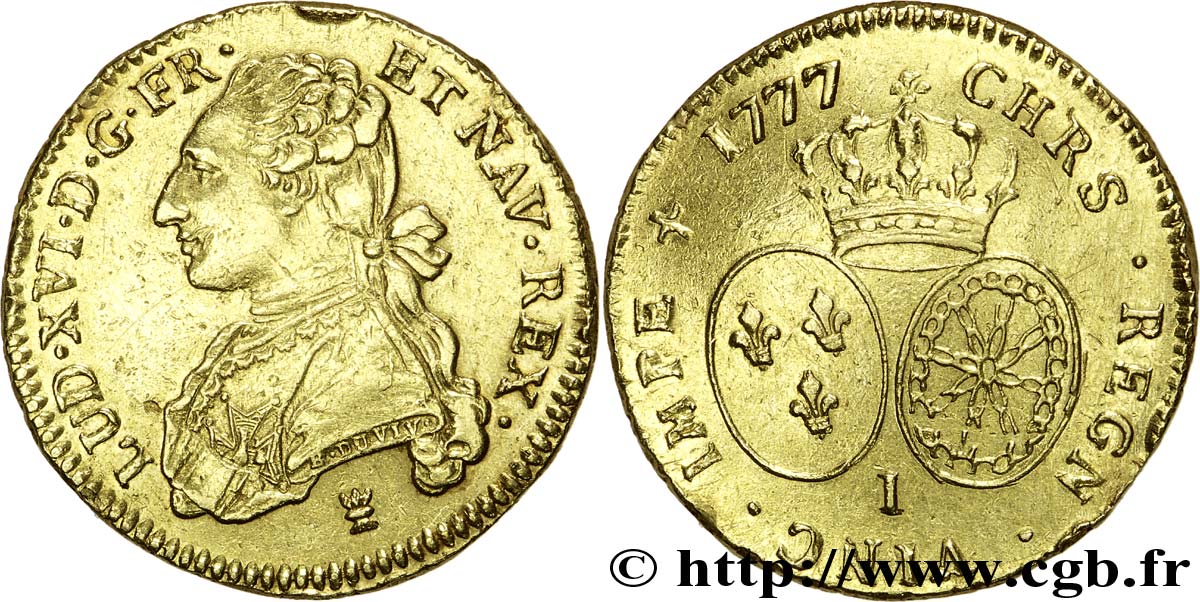 LOUIS XVI Double louis d’or aux écus ovales 1777 Limoges XF