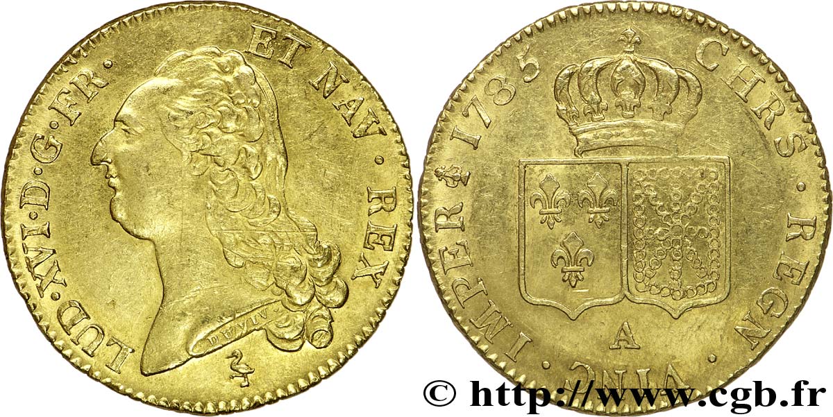 LOUIS XVI Double louis d’or aux écus accolés 1785 Paris q.SPL