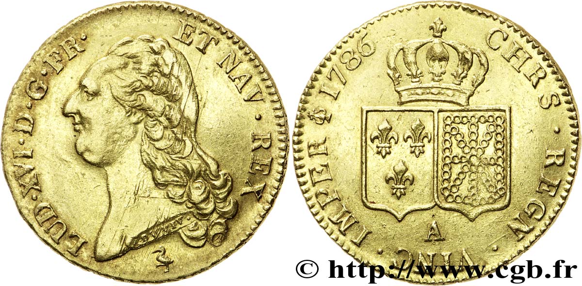LOUIS XVI Double louis d’or aux écus accolés 1786 Paris q.SPL/SPL
