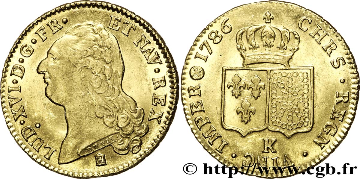 LOUIS XVI Double louis d’or aux écus accolés 1786 Bordeaux AU/MS