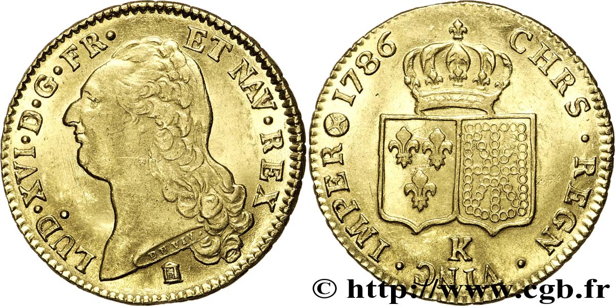 LOUIS XVI Double louis d’or aux écus accolés 1786 Bordeaux VZ/fST