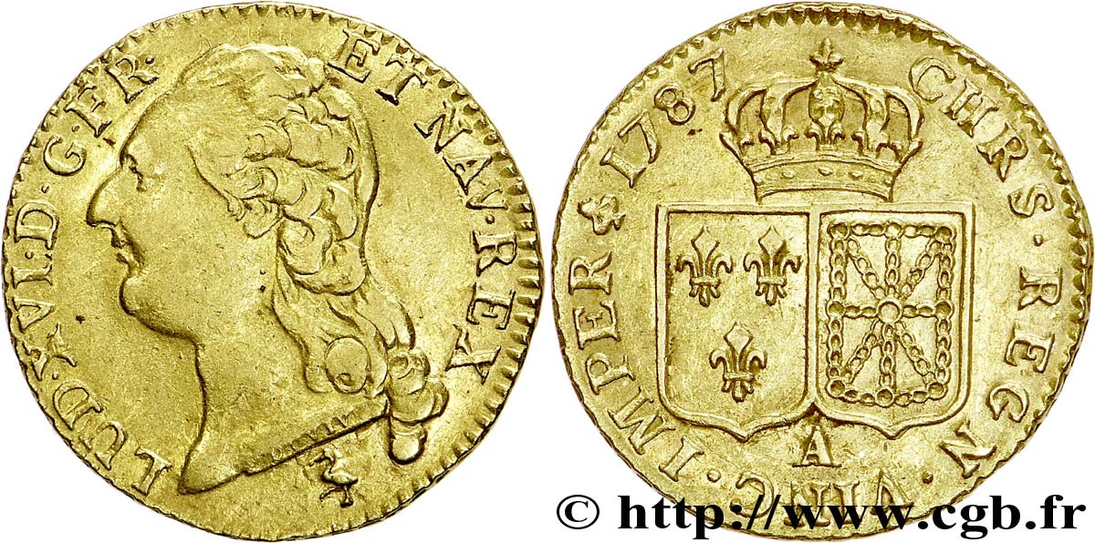 LOUIS XVI Louis d or aux écus accolés 1787 Paris MBC/EBC