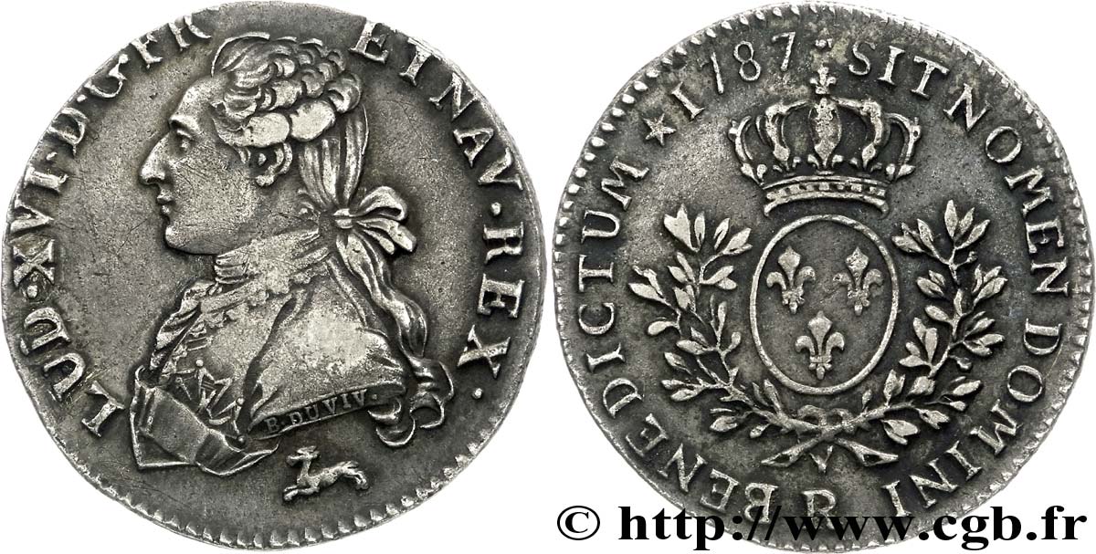LOUIS XVI Cinquième d écu dit  aux branches d olivier  1787 Orléans BB/q.SPL