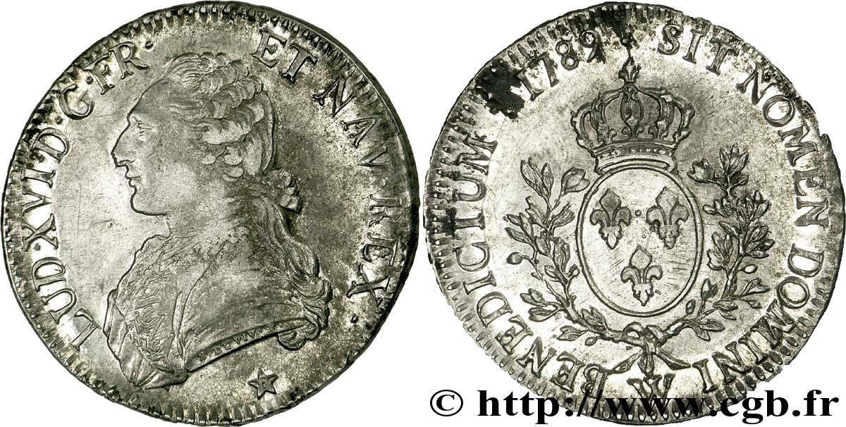 LOUIS XVI Écu dit  aux branches d olivier  1789 Lille q.SPL