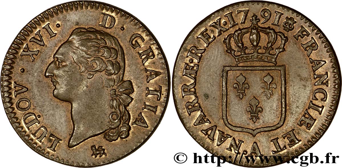 LOUIS XVI (MONARQUE CONSTITUTIONNEL)  Sol dit  à l écu  1791 Paris SUP