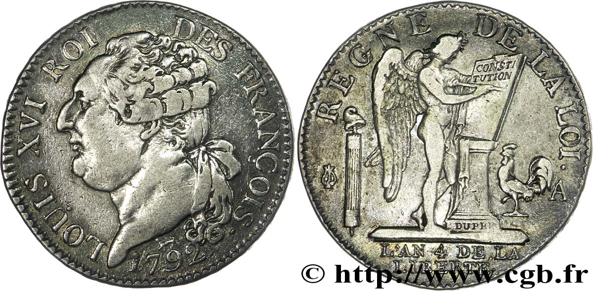 LOUIS XVI Demi-écu dit  au génie , type FRANÇOIS 1792 Paris BB