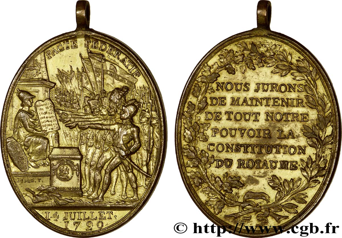 FRENCH CONSTITUTION Médaille du pacte fédératif XF/AU