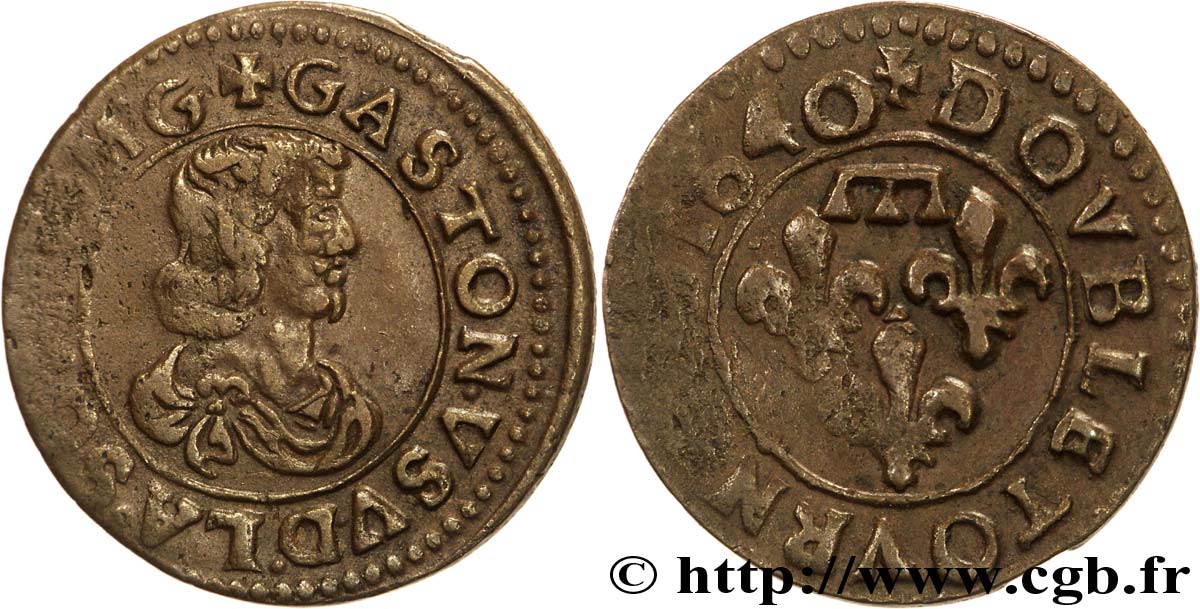 PRINCIPAUTY OF DOMBES - GASTON OF ORLEANS Double tournois, type 16 XF