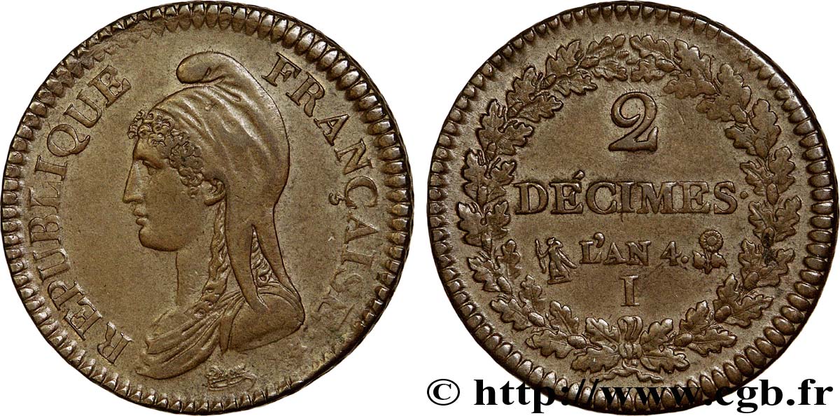 2 décimes Dupré 1796 Limoges F.145/6 SUP 