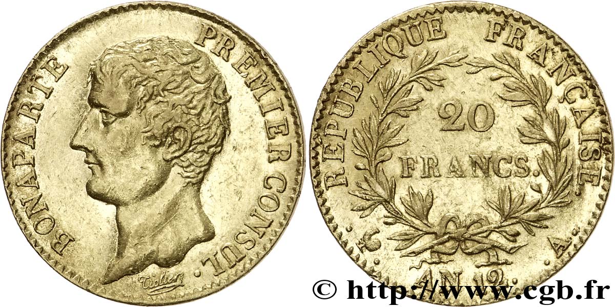 20 francs or Bonaparte Premier Consul 1804 Paris F.510/2 SUP 