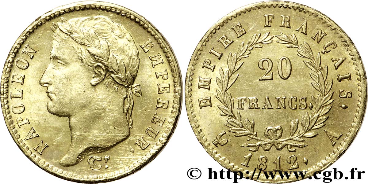 20 francs or Napoléon Ier tête laurée, Empire français 1812 Paris F.516/22 MS 