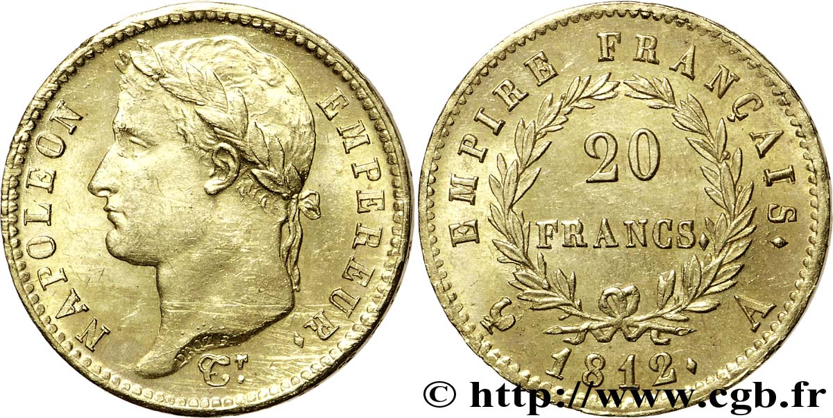 20 francs or Napoléon Ier tête laurée, Empire français 1812 Paris F.516/22 SPL 