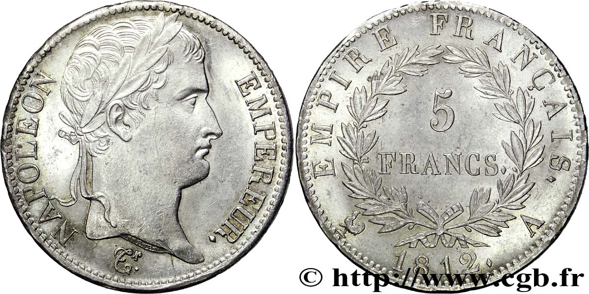 5 francs Napoléon Empereur, Empire français 1812 Paris F.307/41 EBC 