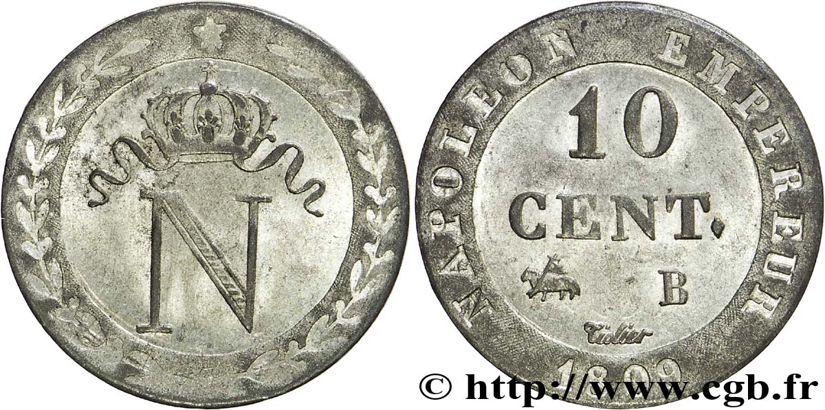 10 cent. à l N couronnée 1809 Rouen F.130/11 EBC 