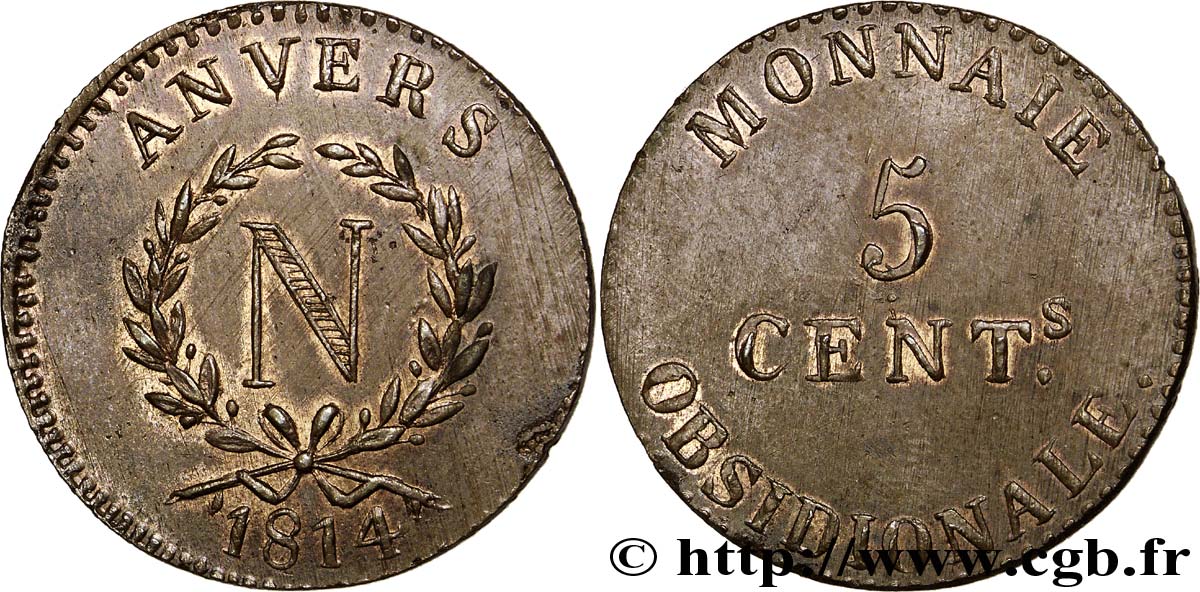 5 cent. Anvers à l N, grand module 1814 Anvers F.115A/1 EBC 