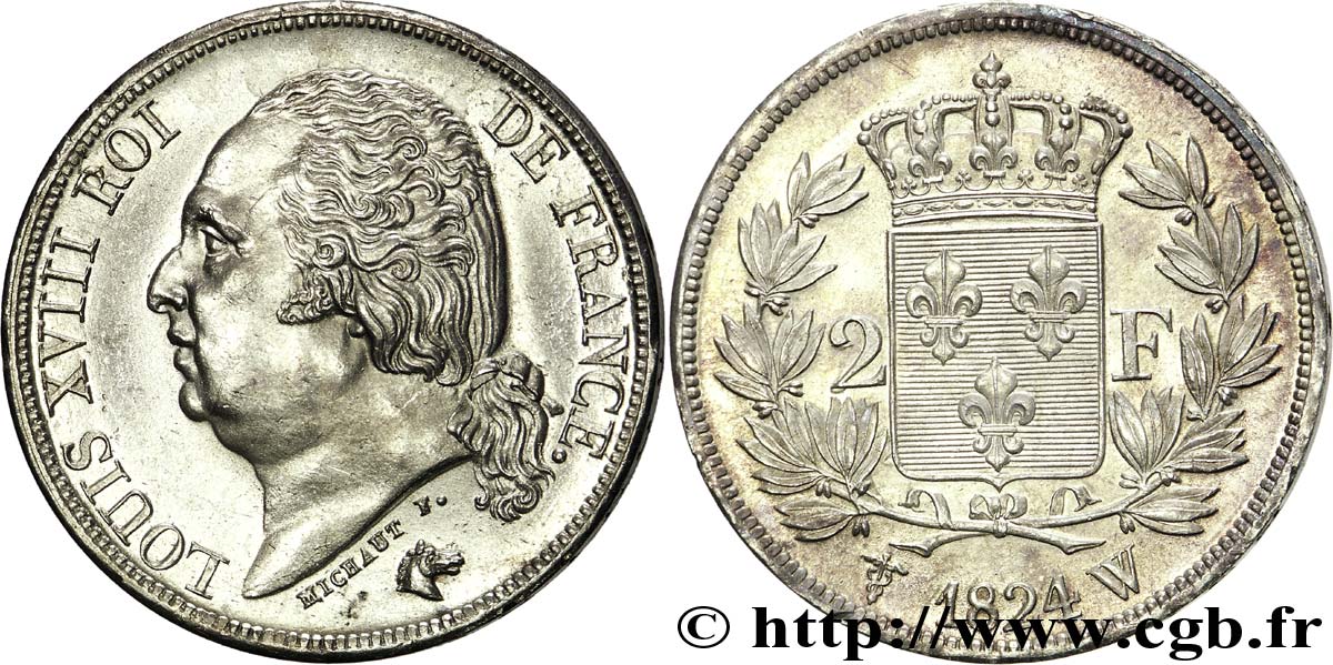 2 francs Louis XVIII 1824 Lille F.257/62 SUP 