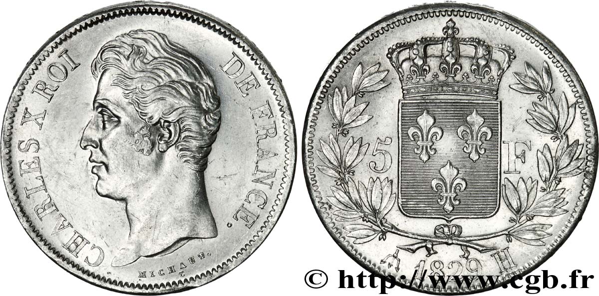5 francs Charles X, 2e type 1829 La Rochelle F.311/31 EBC 
