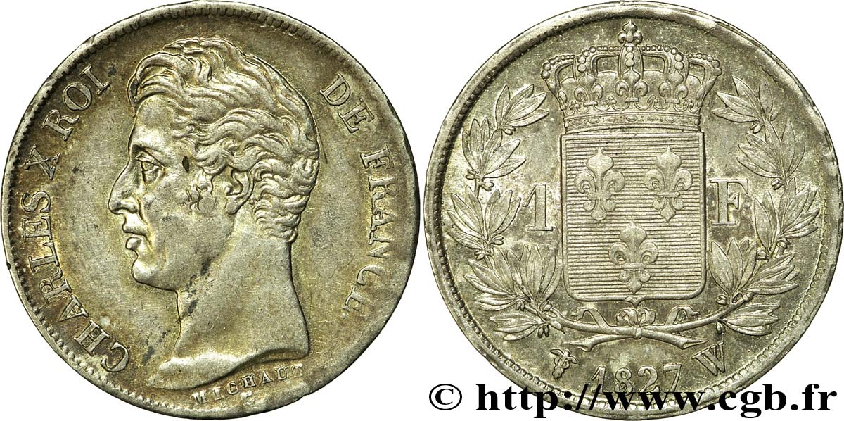 1 franc Charles X 1827 Lille F.207/36 AU 