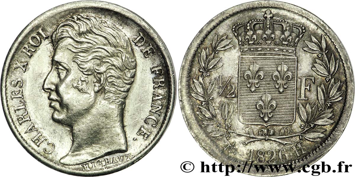 1/2 franc Charles X 1826 La Rochelle F.180/6 SUP 