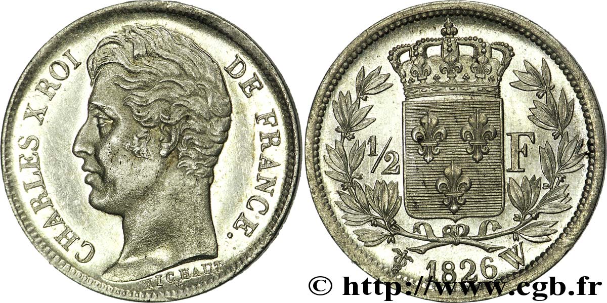 1/2 franc Charles X 1826 Lille F.180/12 ST 