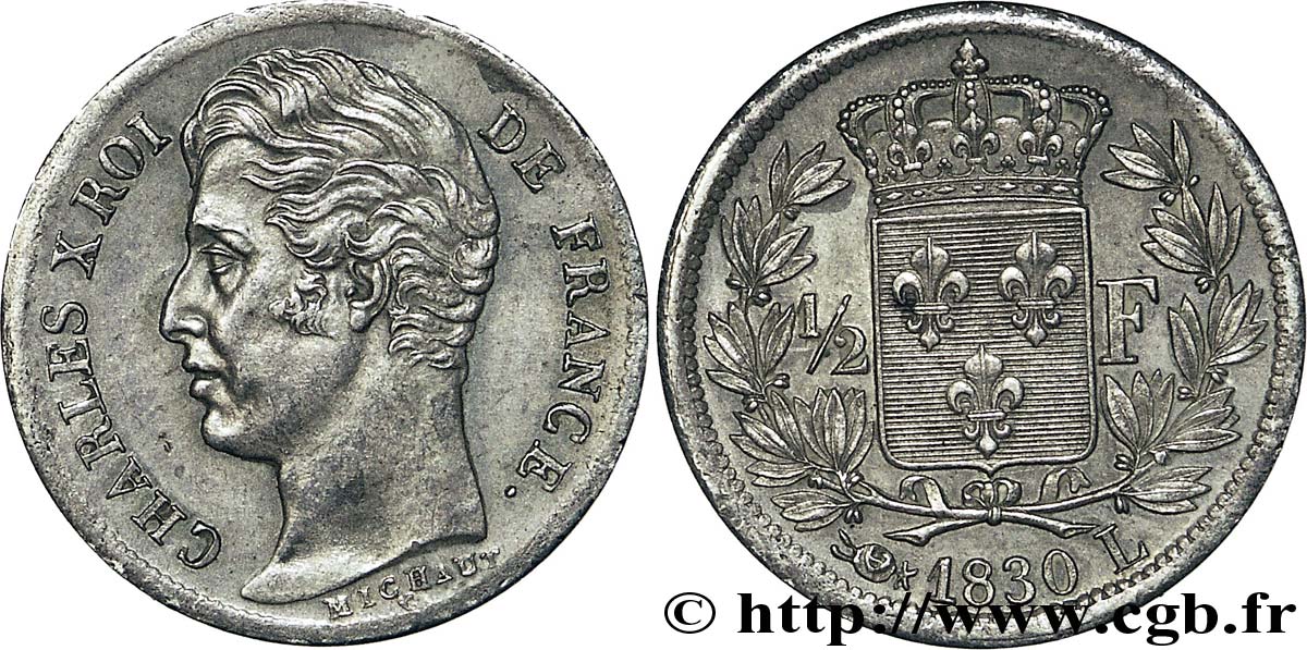 1/2 franc Charles X 1830 Bayonne F.180/52 SPL 