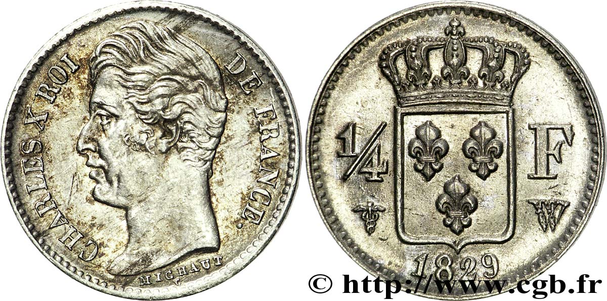 1/4 franc Charles X 1829 Lille F.164/38 EBC 