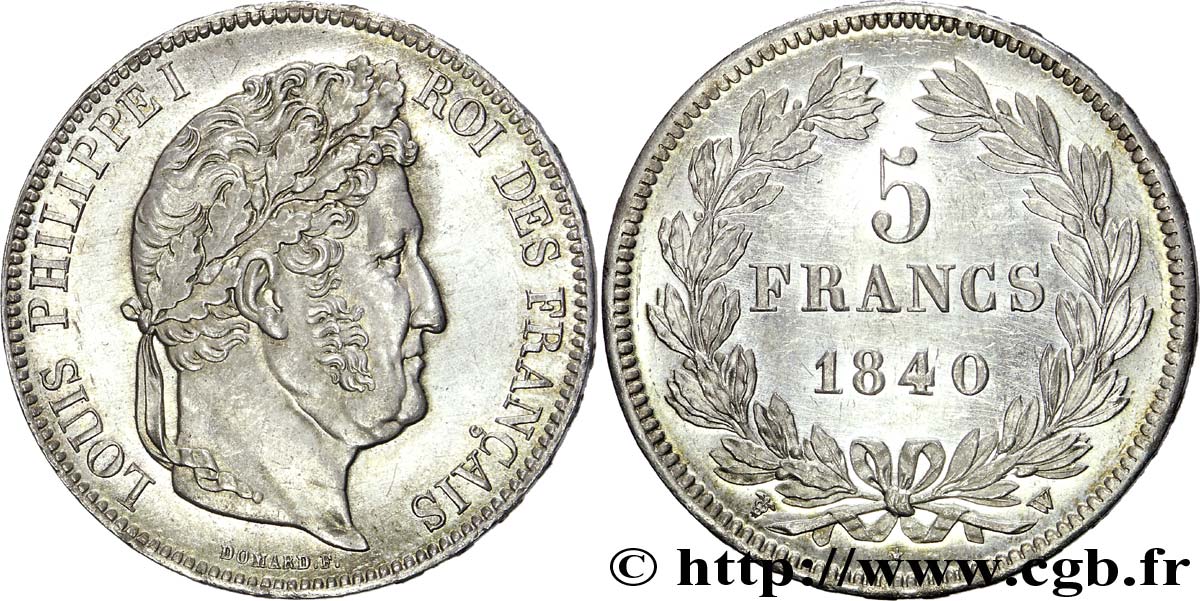 5 francs, IIe type Domard 1840 Lille F.324/88 VZ 