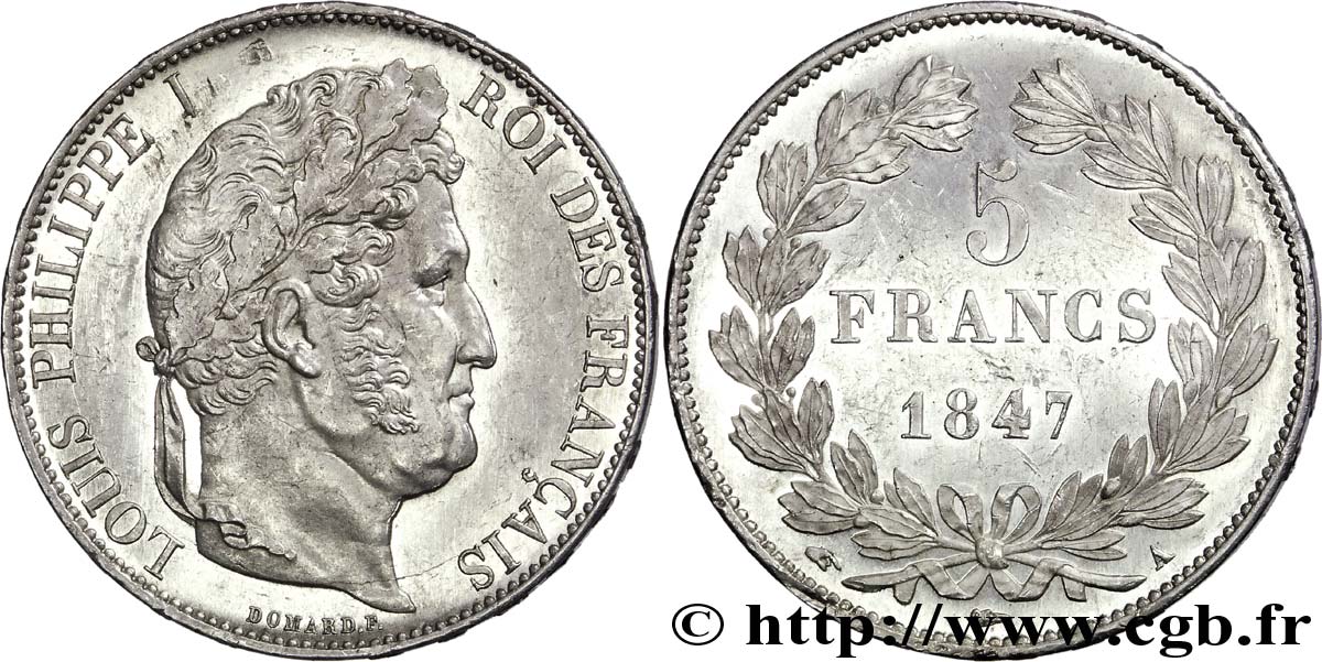 5 francs, IIIe type Domard 1847 Paris F.325/14 AU 