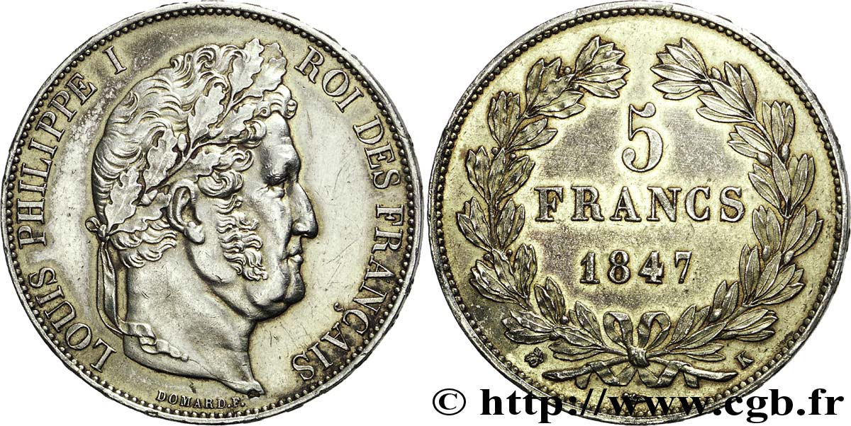 5 francs, IIIe type Domard 1847 Bordeaux F.325/16 SUP 