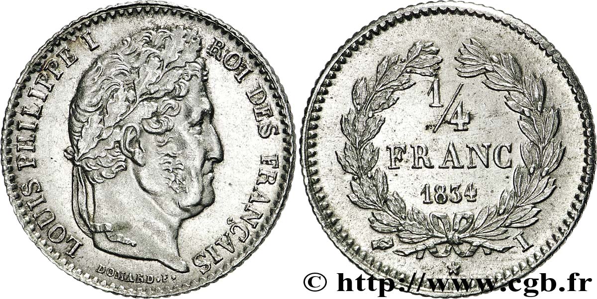 1/4 franc Louis-Philippe 1834 Limoges F.166/42 SUP 