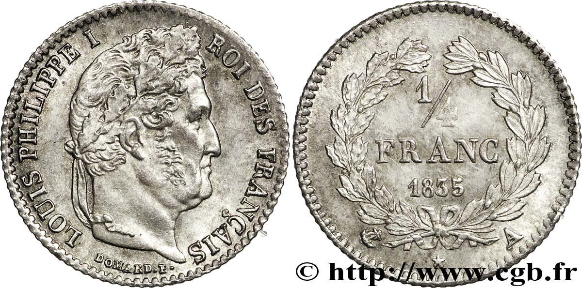 1/4 franc Louis-Philippe 1835 Paris F.166/49 AU 
