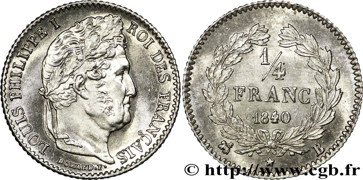 1/4 franc Louis-Philippe 1840 Rouen F.166/81 EBC 