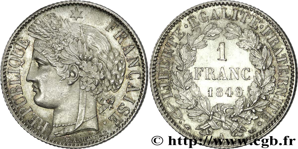 1 franc Cérès Deuxième République 1849 Paris F.211/1 SUP 