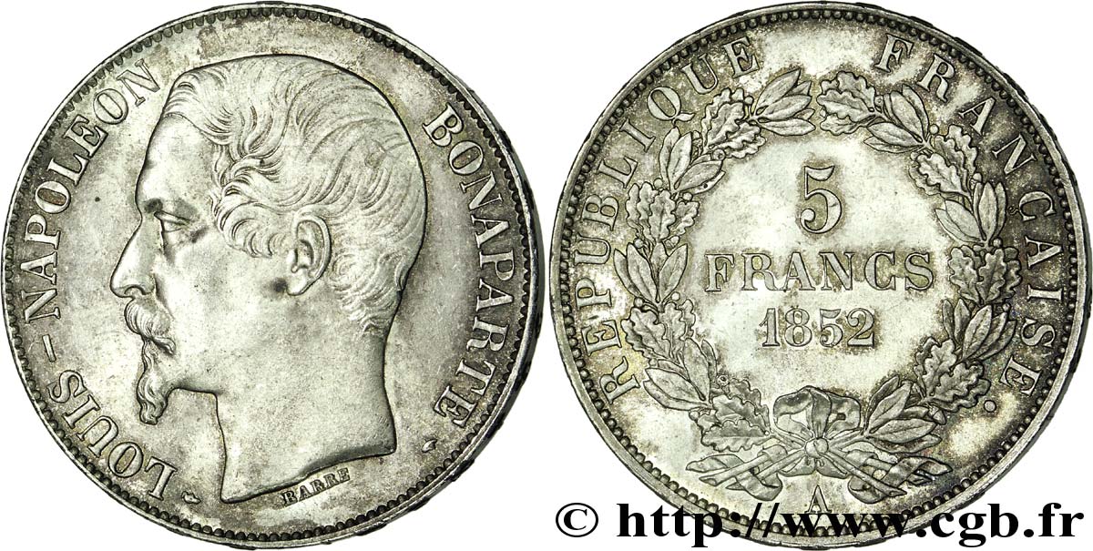 5 francs Louis-Napoléon 1852 Paris F.329/1 VZ 